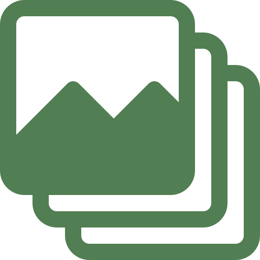 green icon of three overstacking images with a transparent background